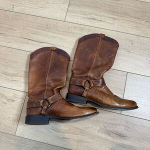 Frye Vintage Womens Boots Harness Size 8.5B Brown Motorcycle Western Leather
